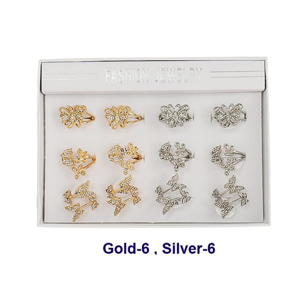 Assorted Rhinestone Butterfly Ring