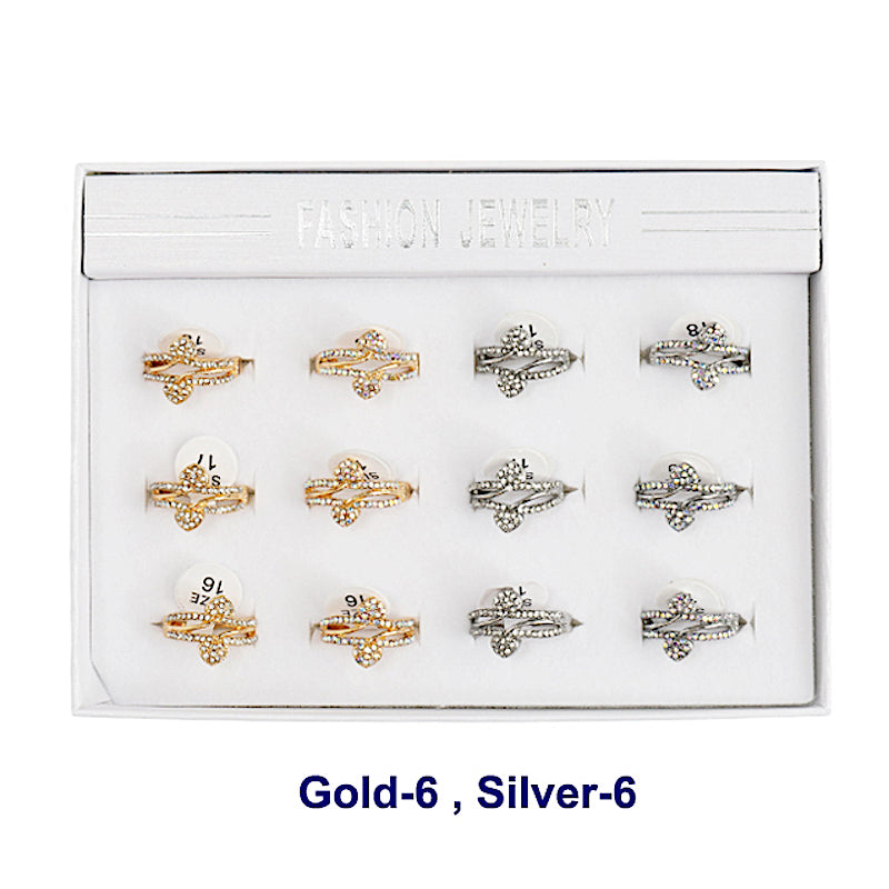 Rhinestone Double Heart Ring