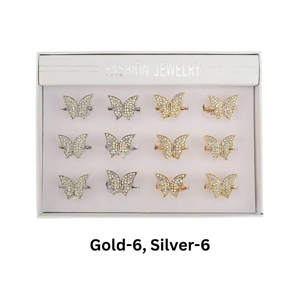 JAR47111 - Rhinestone Butterfly Ring