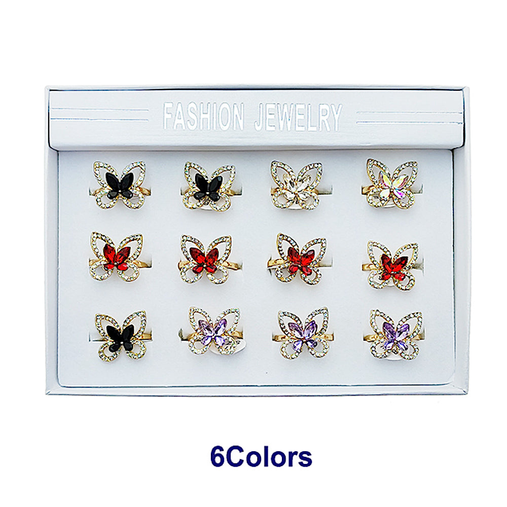 Rhinestone Crystal Butterfly Ring