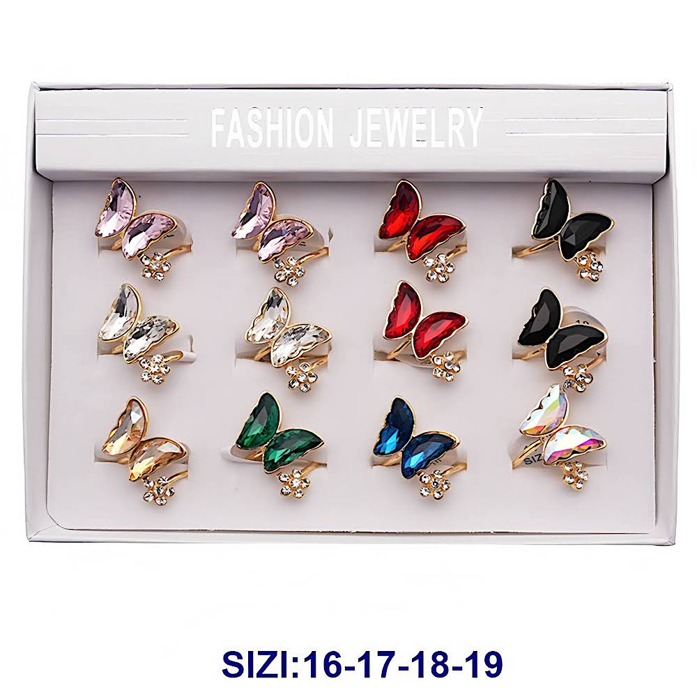 Crystal Butterfly Flower Ring