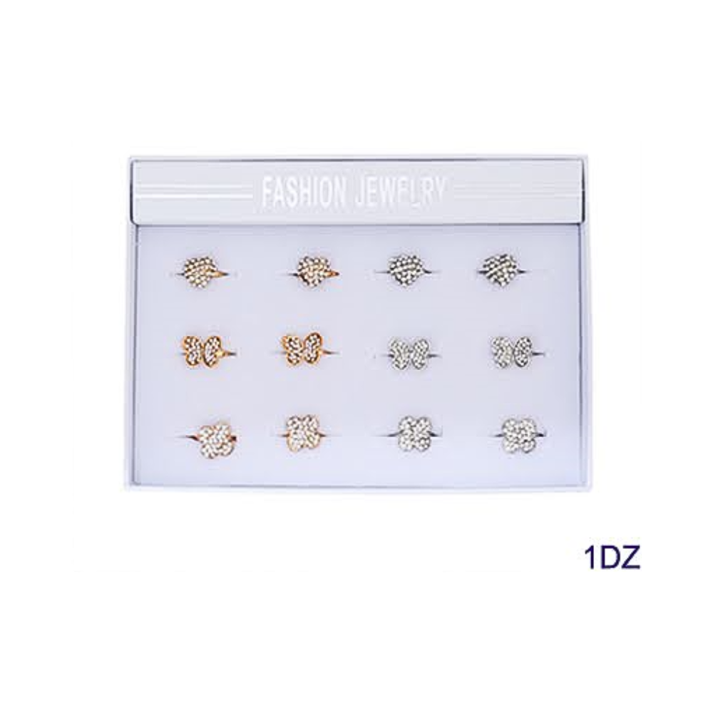 JAR37846 - Rhinestone Butterfly Clover Ring
