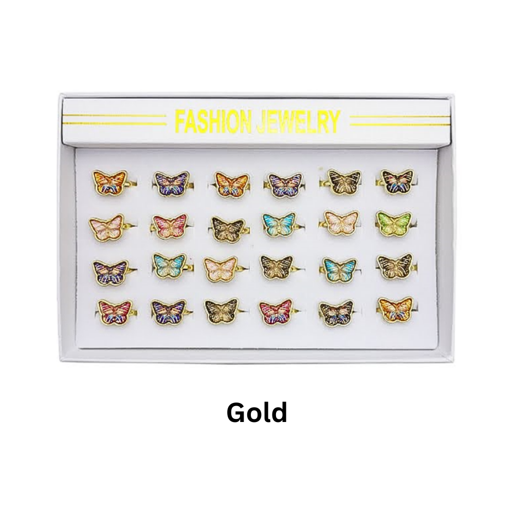24 PCS Resin Butterfly Ring