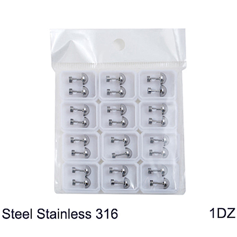 8MM Stainless Steel Flatback Ball Earring