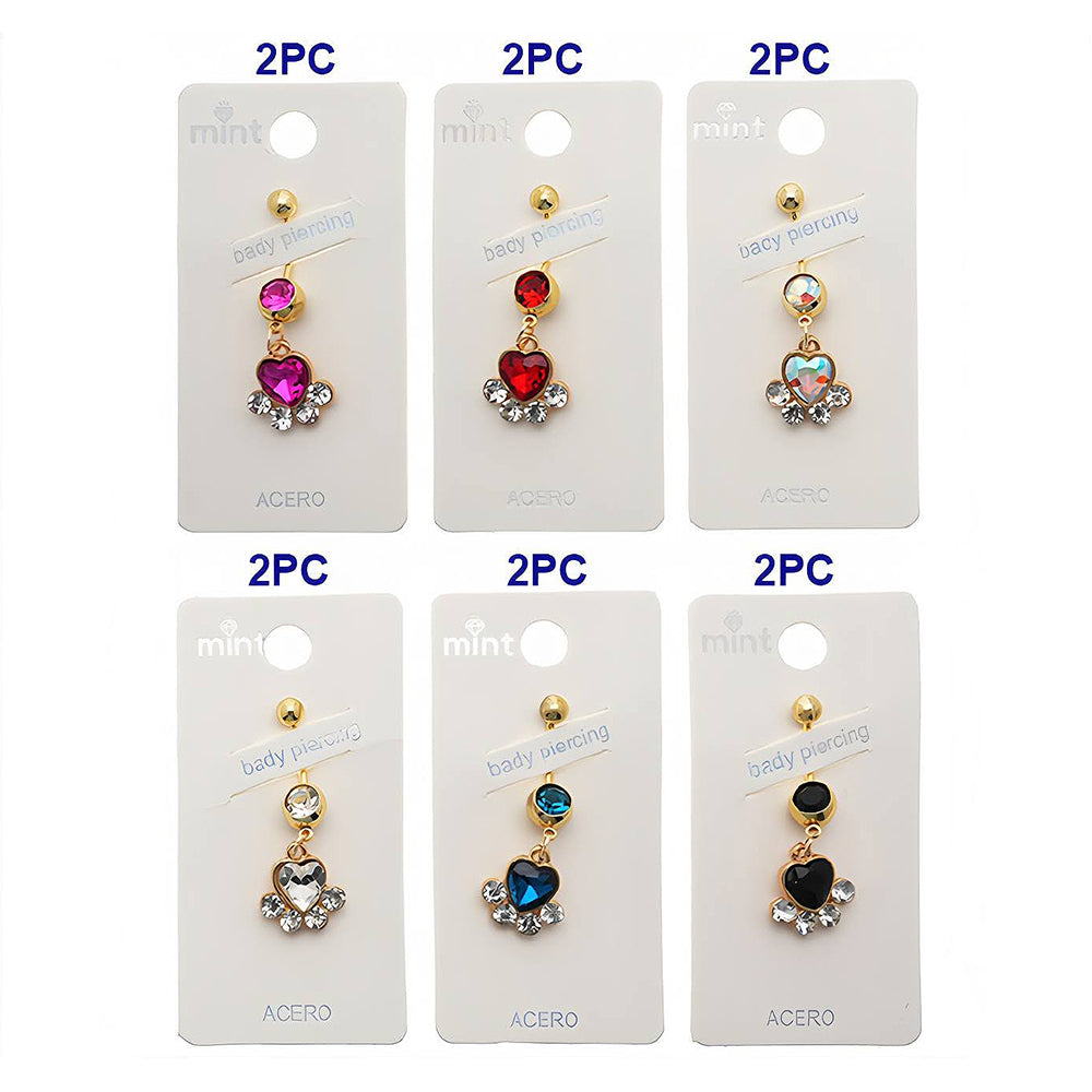 Crystal Heart Dangle Belly Navel Ring