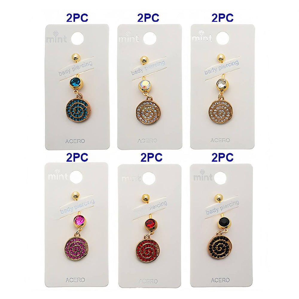 Rhinestone Pavé Swirl Belly Navel Ring