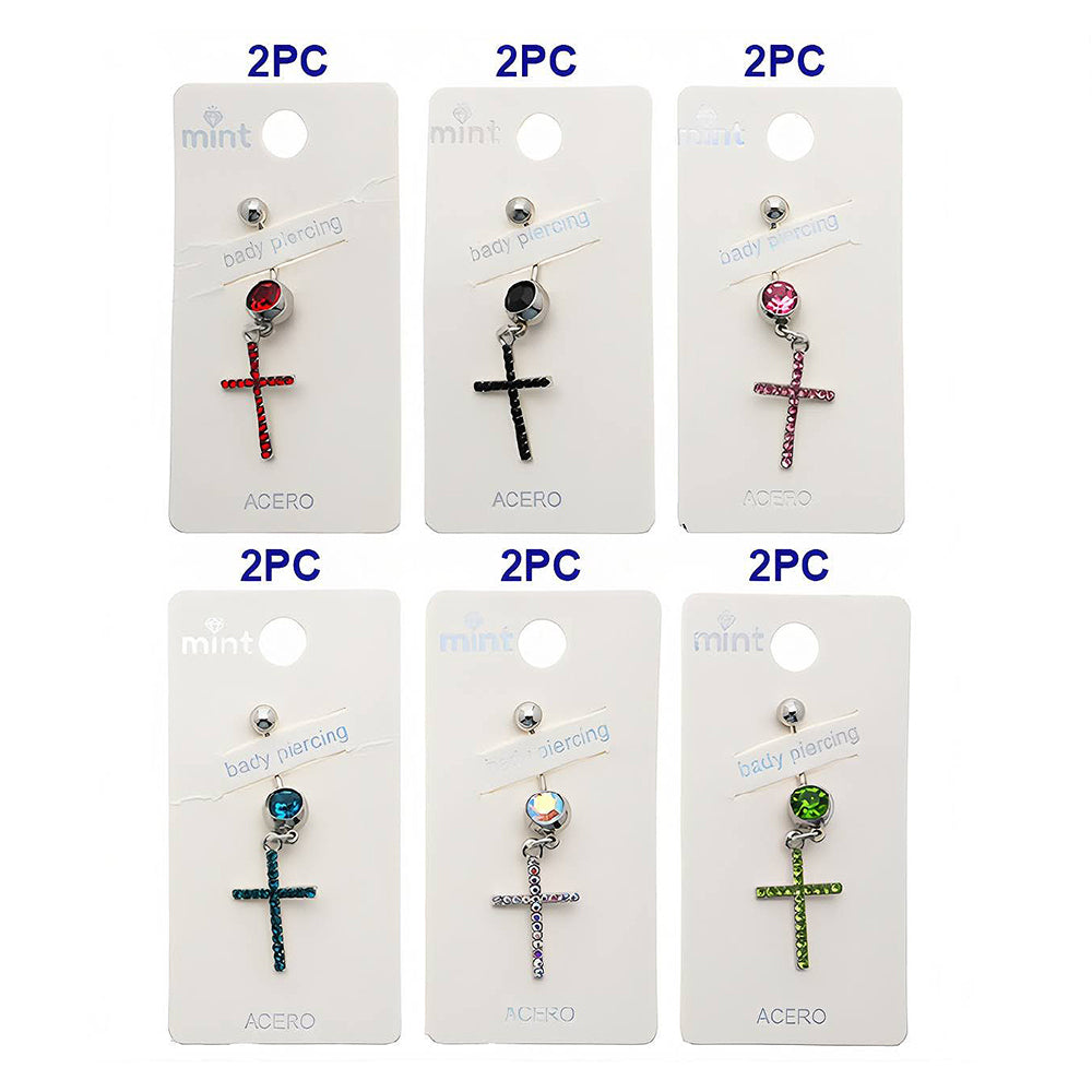 Rhinestone Cross Belly Navel Ring