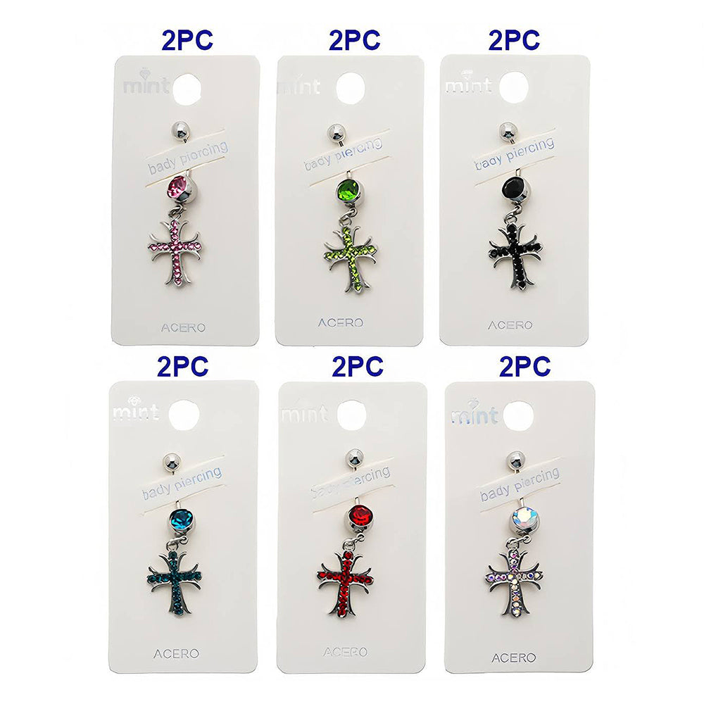 Rhinestone Vintage Cross Belly Navel Ring
