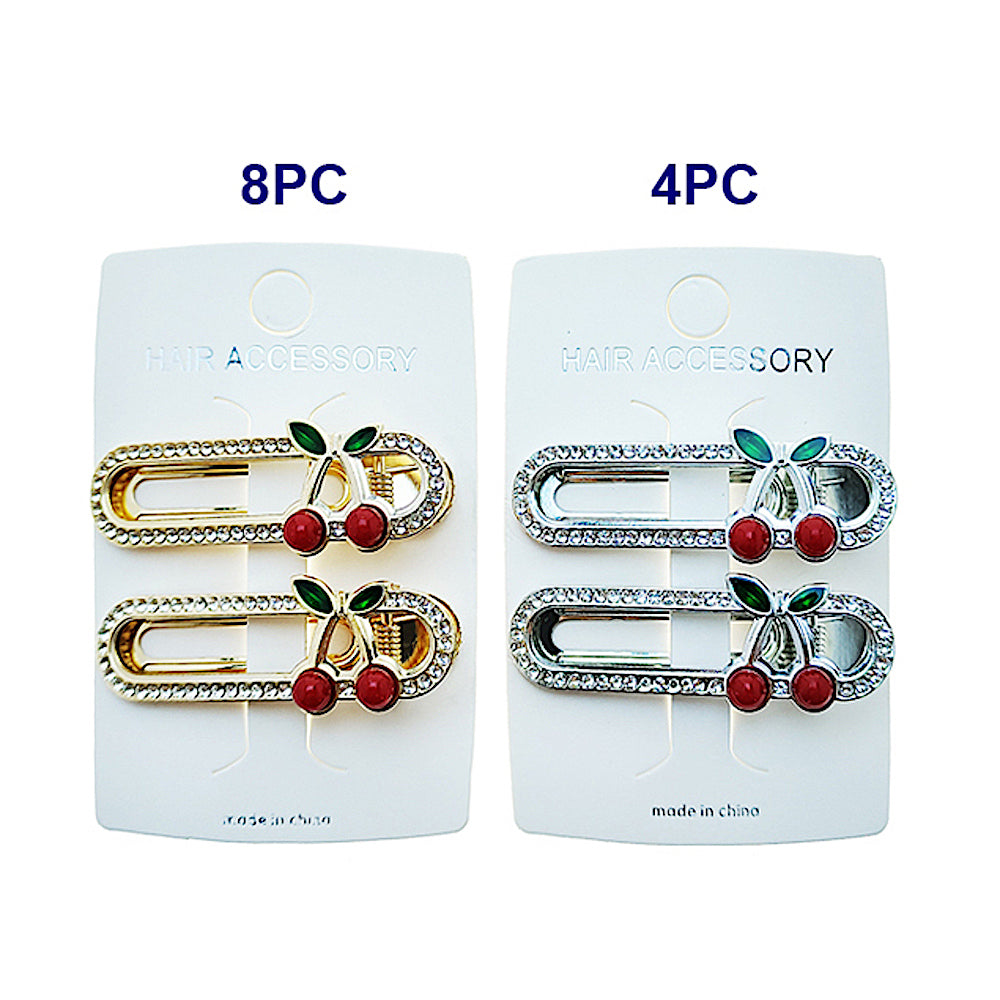 Rhinestone Cherry Hair Clips