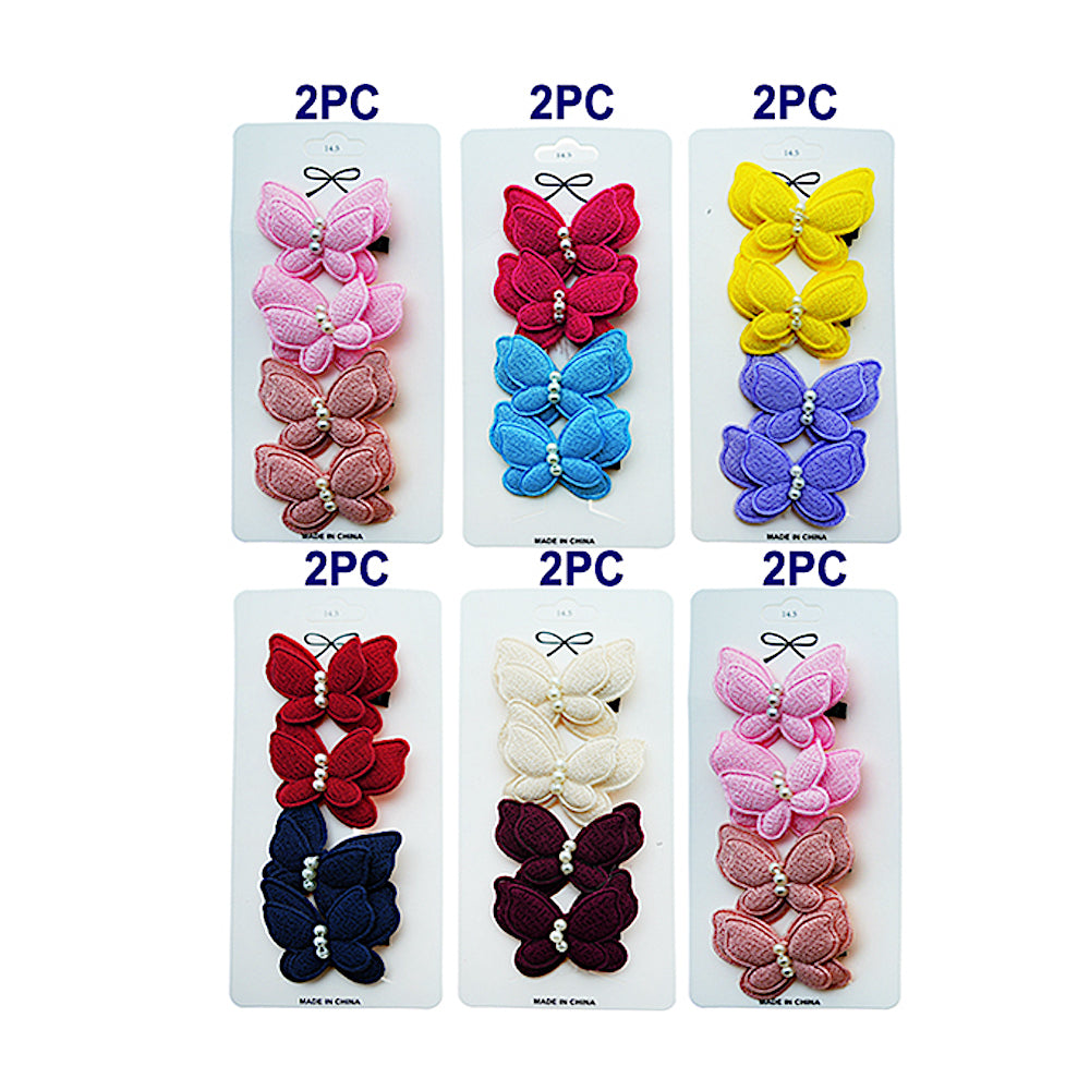 Fabric Butterfly Hair Clip Set