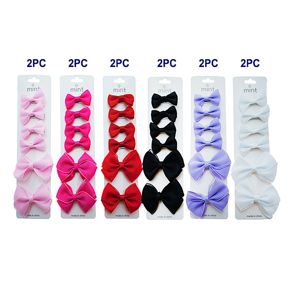 Lined Hair Bow Clip Set