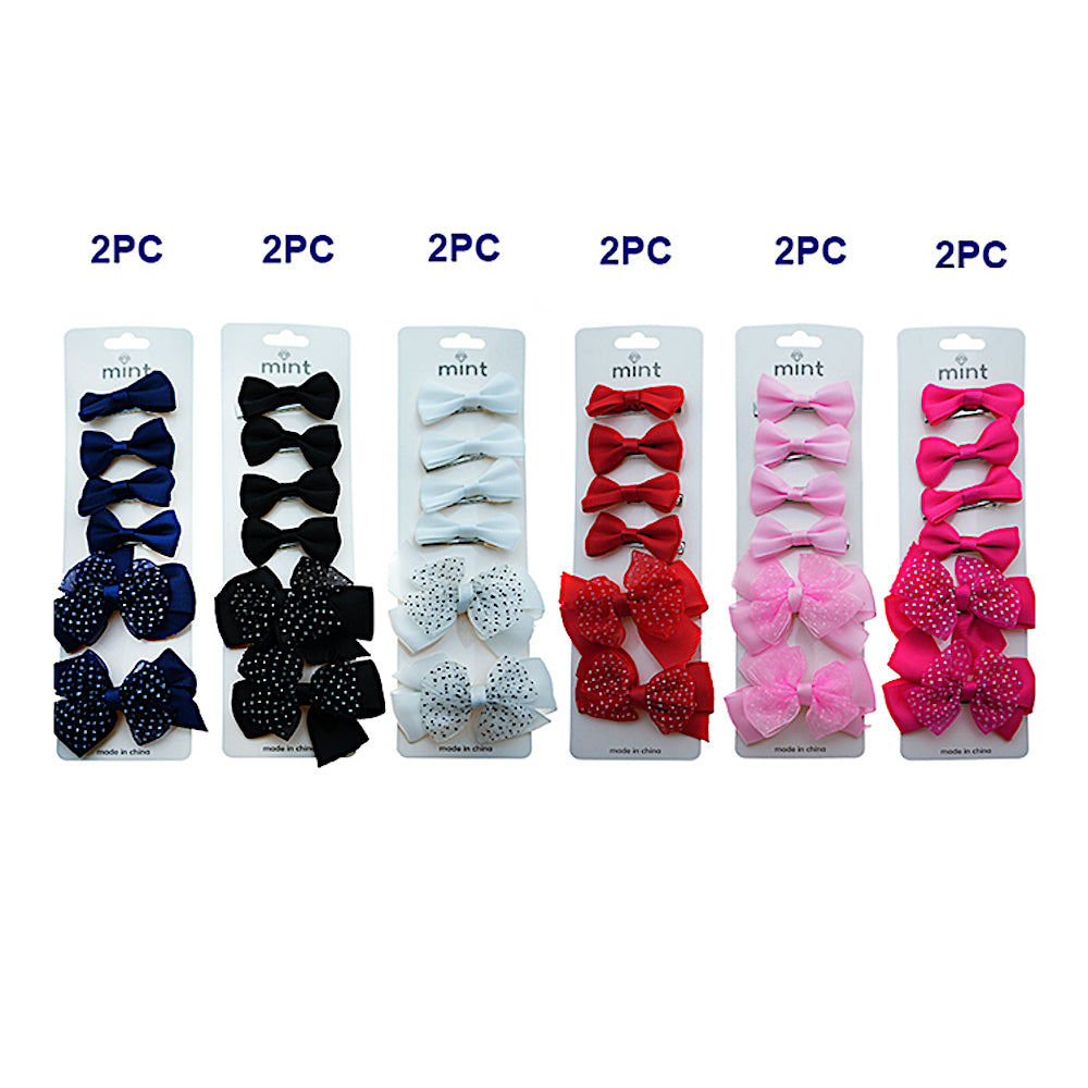 Dotted Chiffon Hair Bow Clip Set