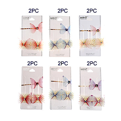 Chiffon Butterfly Pearl Hair Clip