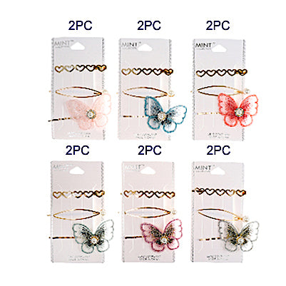 Stitched Butterfly Hair Clip Set