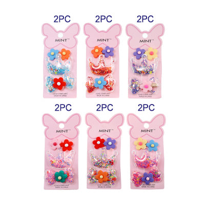 Glitter Crown Hair Clip Set