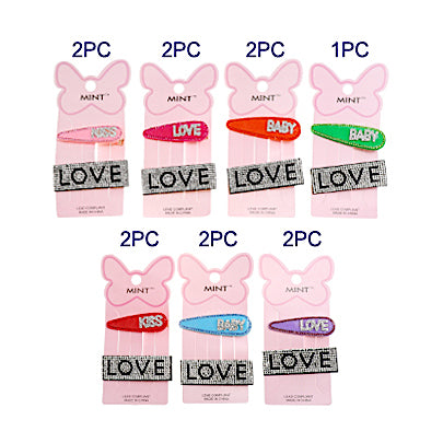 Rhinestone Love Hair Clip Set