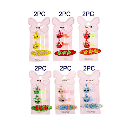 Rhinestone Unicorn Hair Clip Set