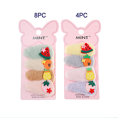 Faux Fur Fruit Hair Clip Set