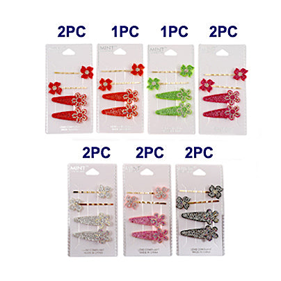 Rhinestone Flower Hair Clip Set