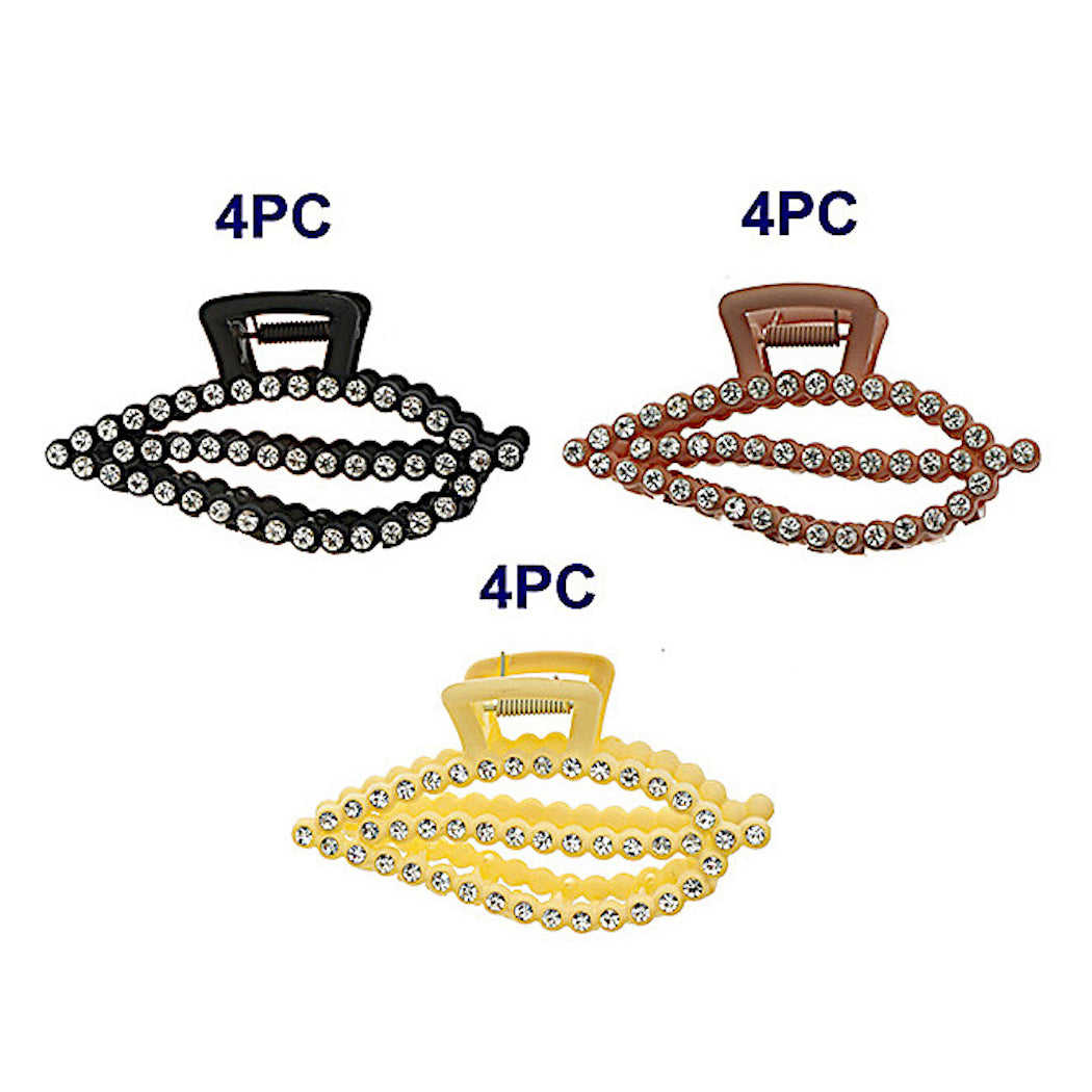 Rhinestone Studded Leaf Claw Clip