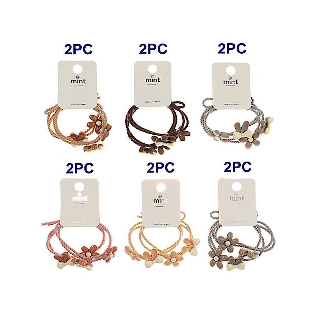 Flower & Bow Beads Hair Tie