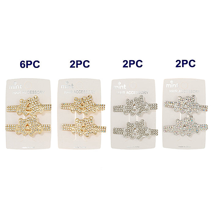 Rhinestone Teddy Bear Hair Clips