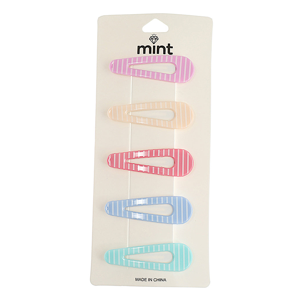 Striped Pastel Hair Clip Set