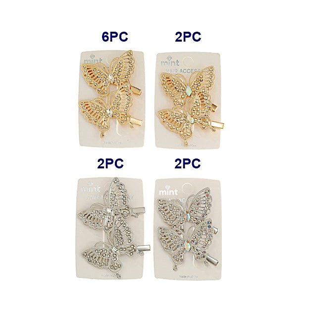 Filigree Butterfly Hair Clips