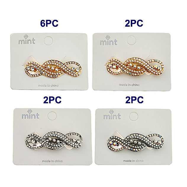 Rhinestone & Pearl Twist Hair Clip