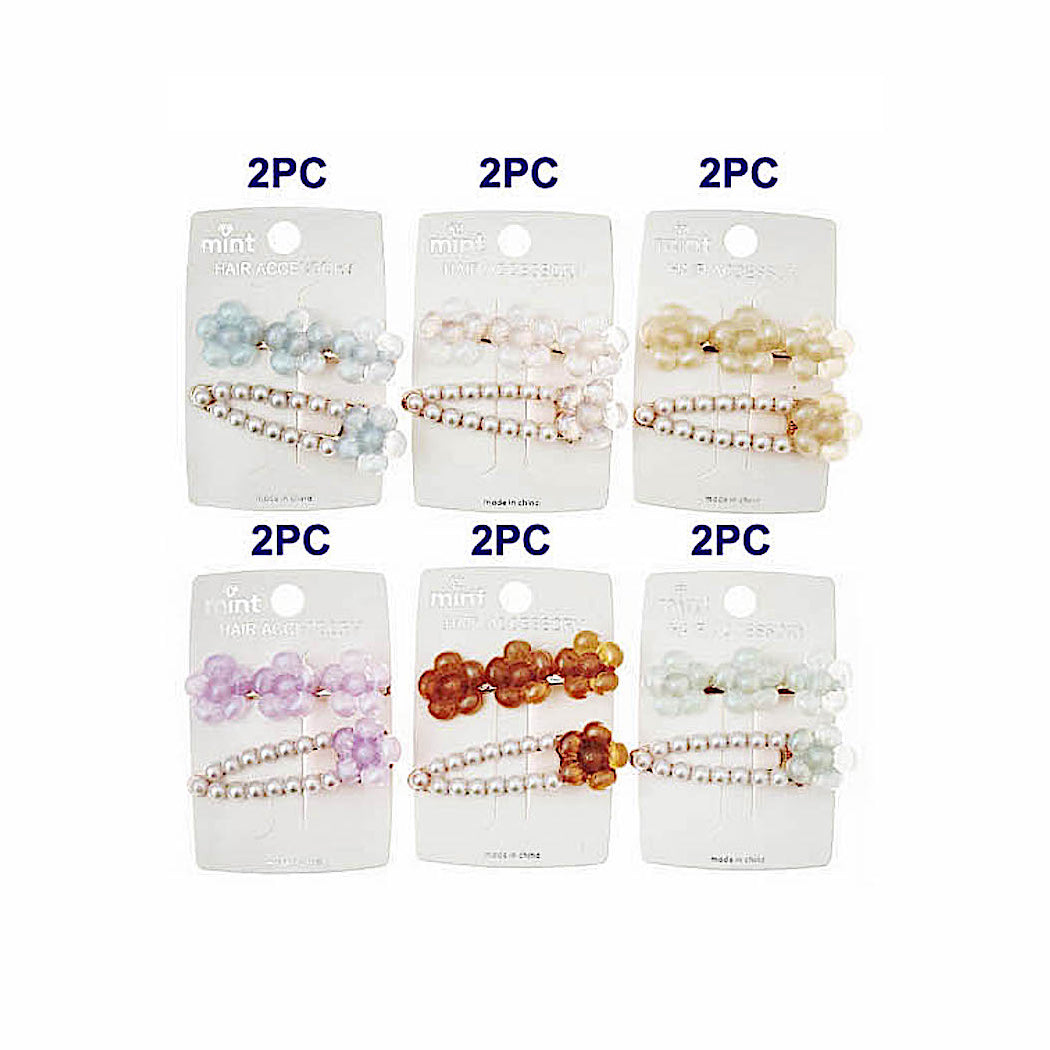 Iridescent Flower Hair Clip Set