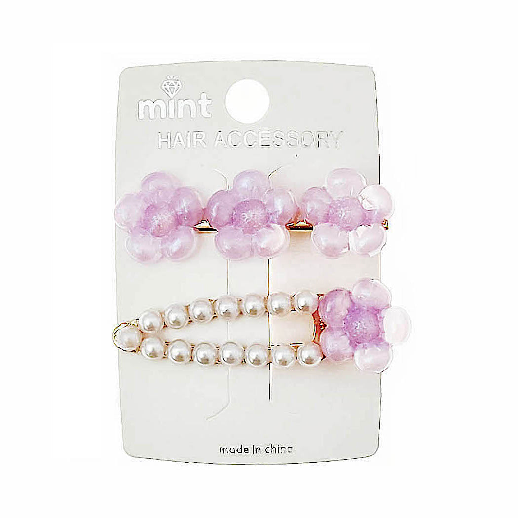 Iridescent Flower Hair Clip Set
