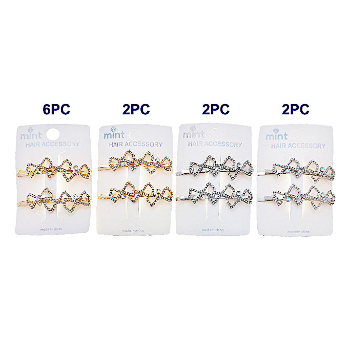 Rhinestone Bow Hair Pins