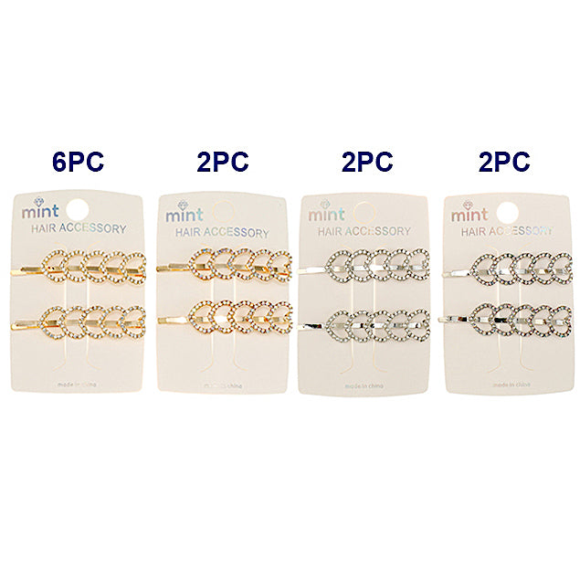 Rhinestone Heart Hair Pins