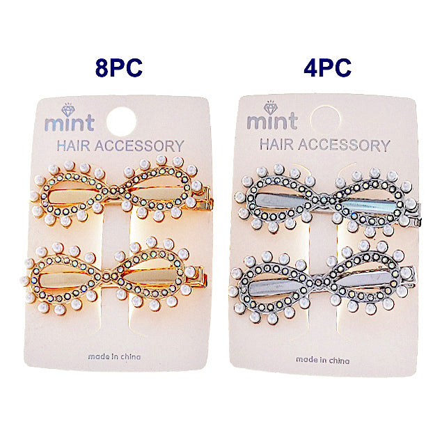 Rhinestone & Pearl Infinity Hair Clips