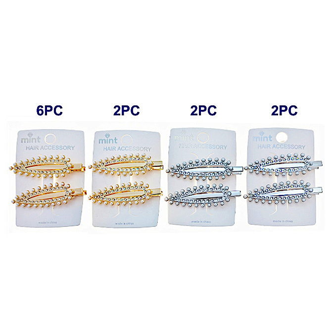 Rhinestone & Pearl Hair Clips