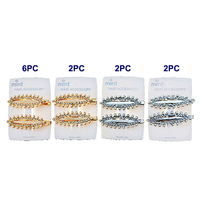 Rhinestone & Pearl Hair Clips