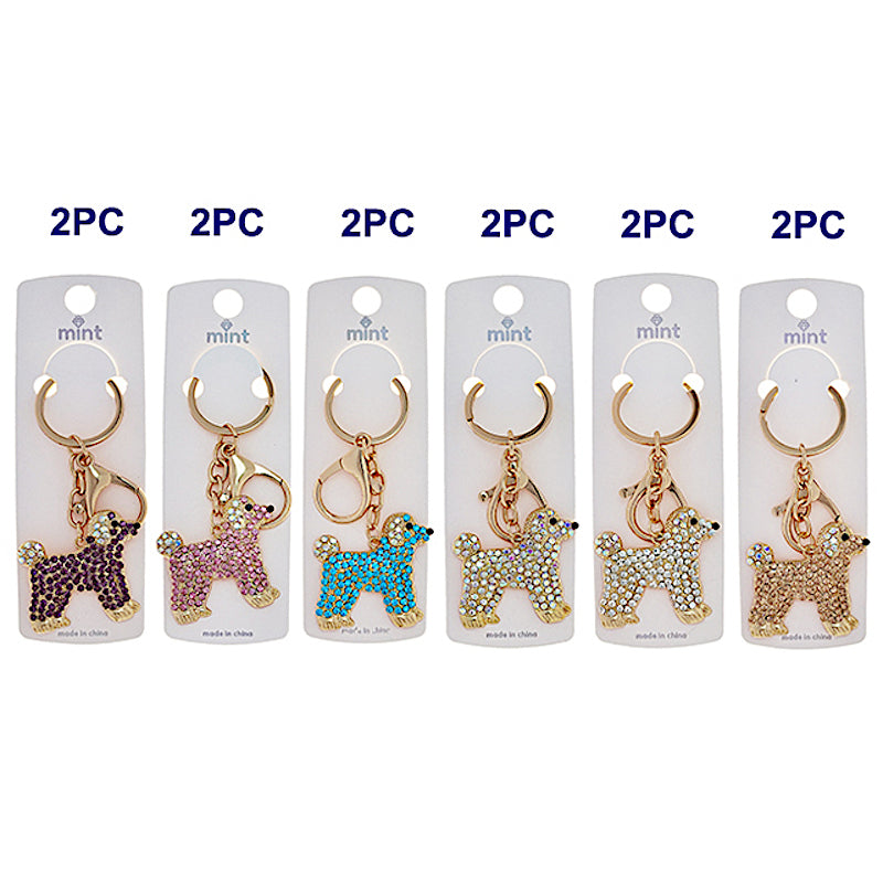 Rhinestone Dog Keychain