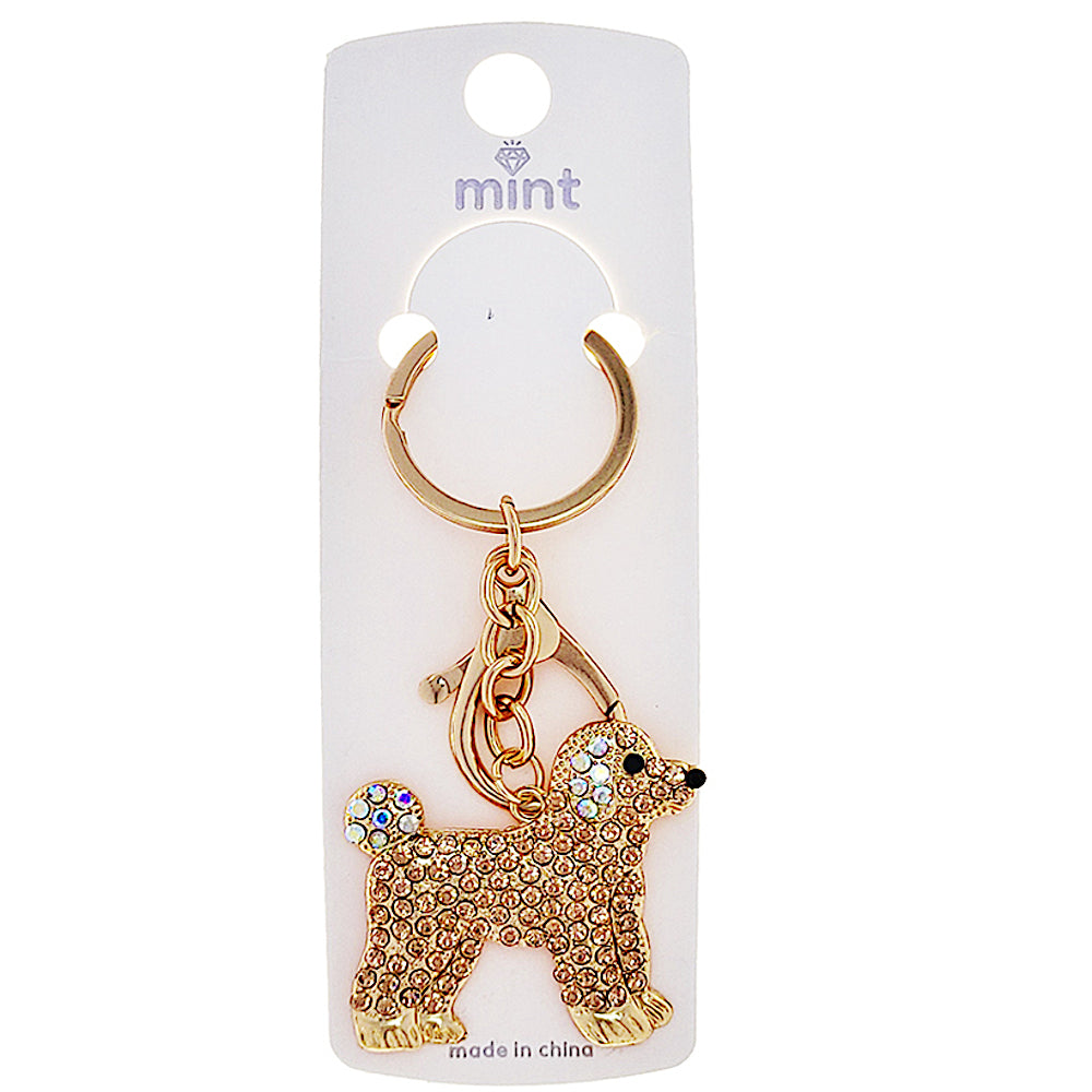 Rhinestone Dog Keychain