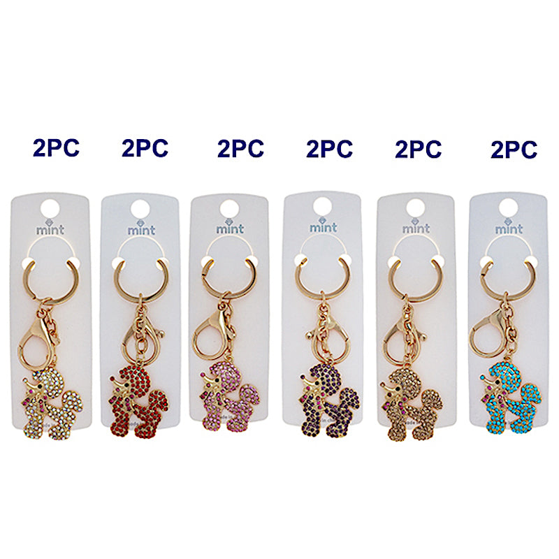 Rhinestone Poodle Keychain