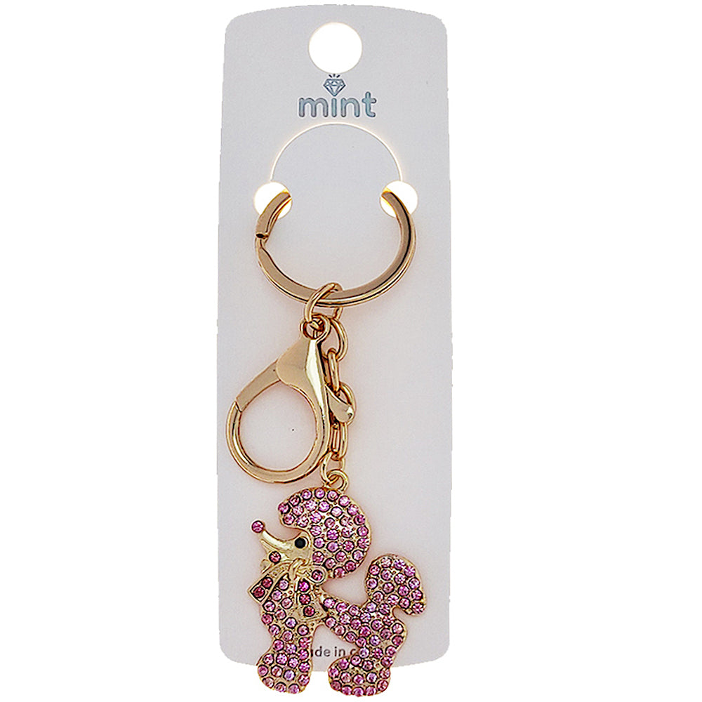 Rhinestone Poodle Keychain