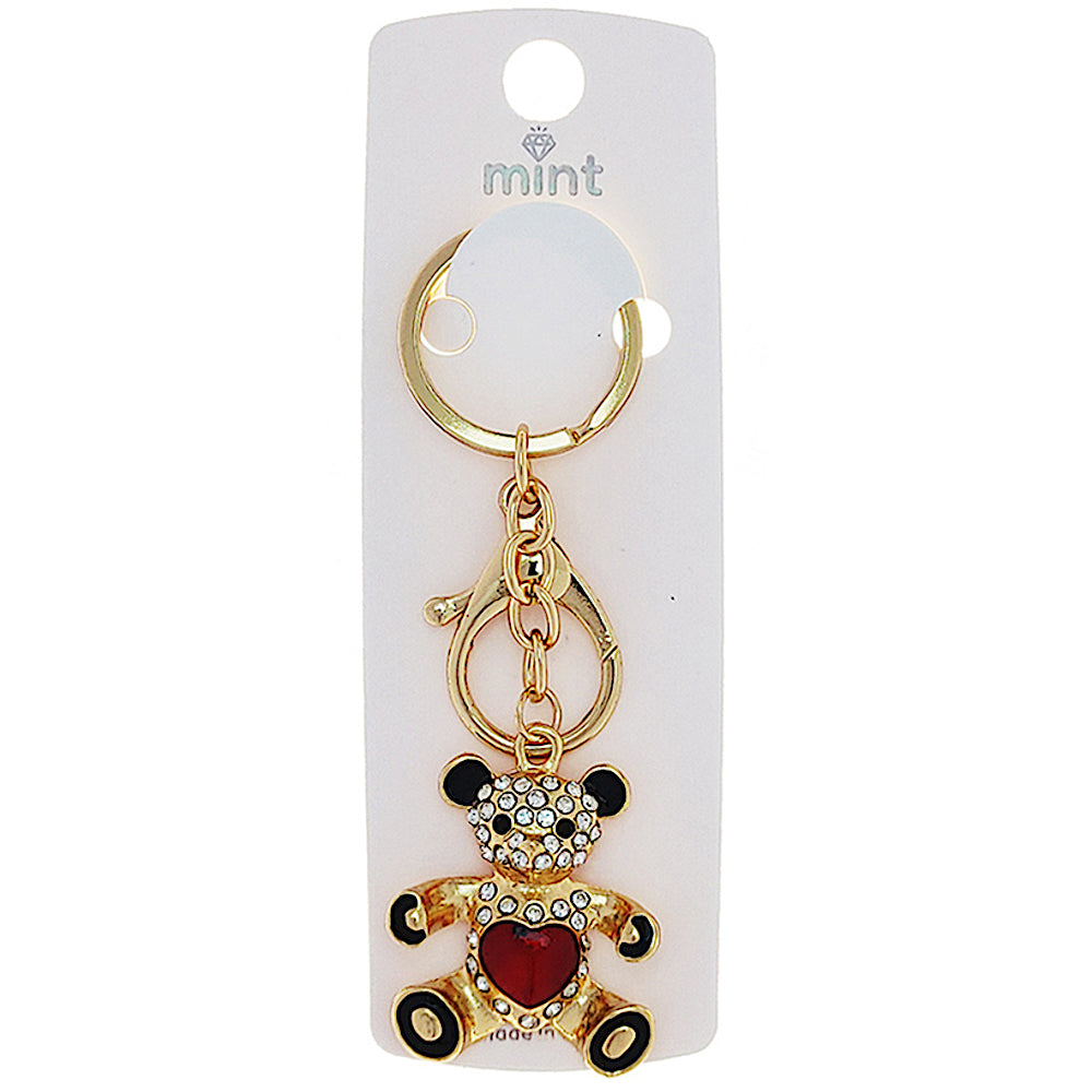 Rhinestone Teddy Bear Keychain