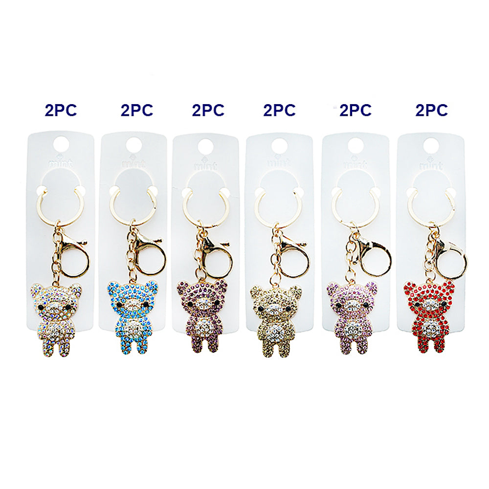 Rhinestone Teddy Bear Keychain