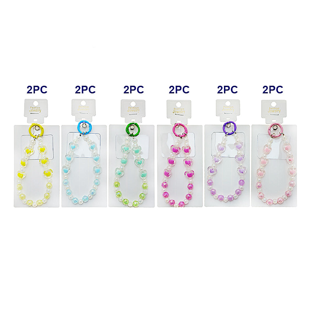 Handmade Heart Beaded Phone Charm Strap Keychain