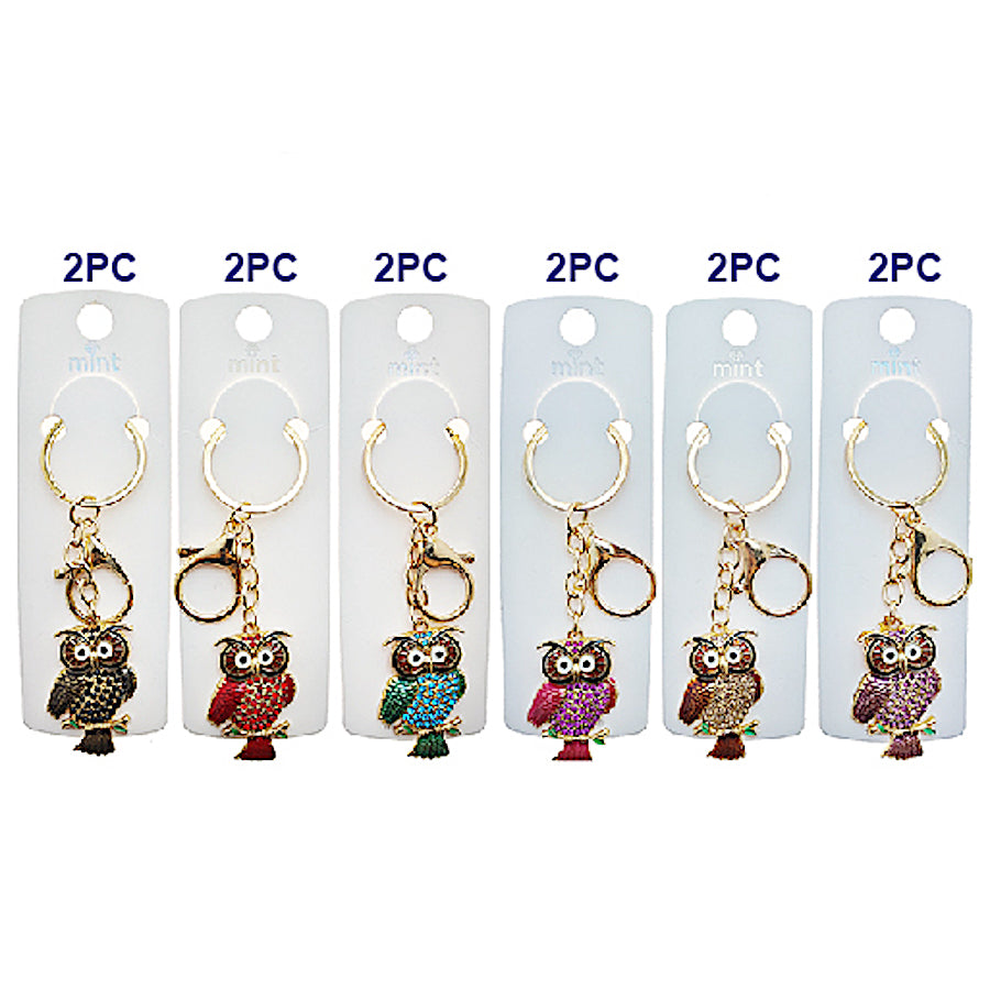 Rhinestone Owl Keychain