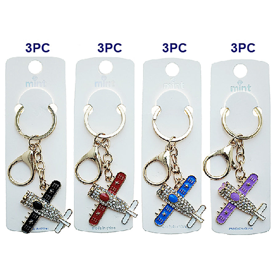 Rhinestone Airplane Keychain