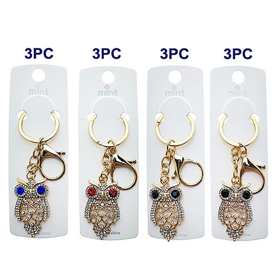 Rhinestone Owl Keychain