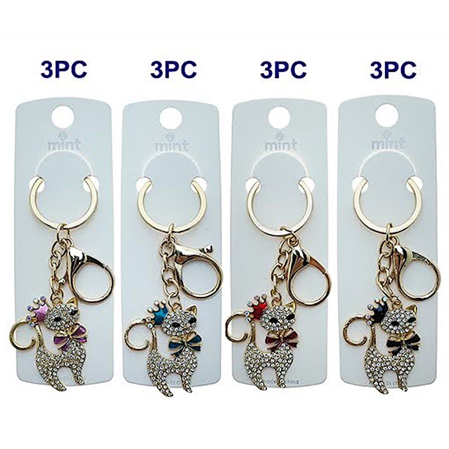 Rhinestone Cat Queen Keychain