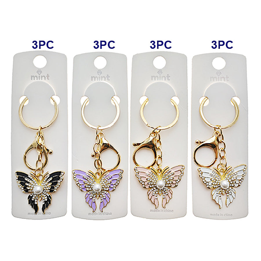 Enamel Butterfly Pearl Keychain