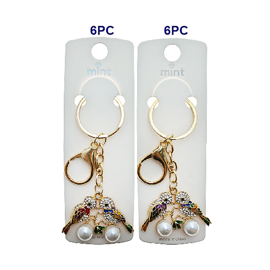 Rhinestone Lovebirds Keychain