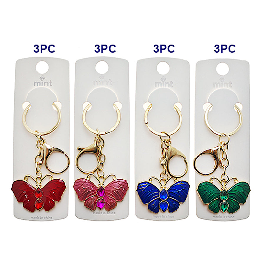 Enamel Crystal Butterfly Keychain